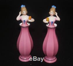 Vintage Pair Art Deco Porcelain Half Doll Figural Perfume Bottle Bavaria
