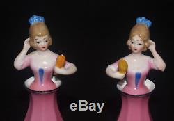 Vintage Pair Art Deco Porcelain Half Doll Figural Perfume Bottle Bavaria