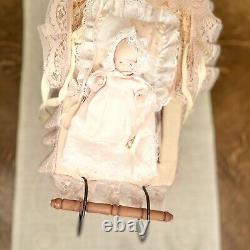 Vintage Phyllis Parkins Porcelain Doll with Pram Carriage & Accessories Signed'91