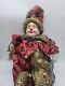 Vintage Pierrot Huge 18 Harlequin Clown Doll Porcelain Head Painted Gold Red