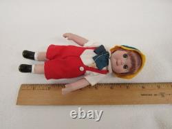 Vintage Pinocchio Porcelain Doll Small Jointed RARE Googly Eyes