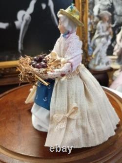 Vintage Porcelain 1/2 Doll Apple Seller Figurine Doll