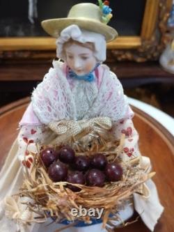 Vintage Porcelain 1/2 Doll Apple Seller Figurine Doll