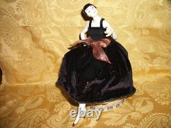 Vintage Porcelain 1/2 Doll, Deco Girl, Swivel neck, with legs, on round Box