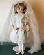 Vintage Porcelain 16 Blonde Doll White Pink Lace Wedding Dress & Stand