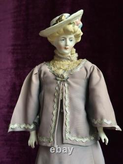 Vintage Porcelain 17 Emma Clear Gibson Girl Lady Doll with Molded Hat