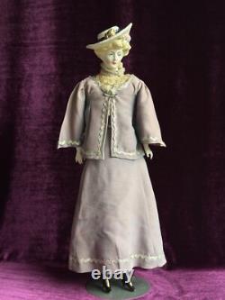 Vintage Porcelain 17 Emma Clear Gibson Girl Lady Doll with Molded Hat