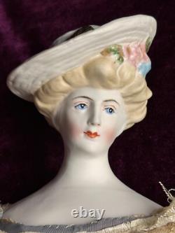 Vintage Porcelain 17 Emma Clear Gibson Girl Lady Doll with Molded Hat