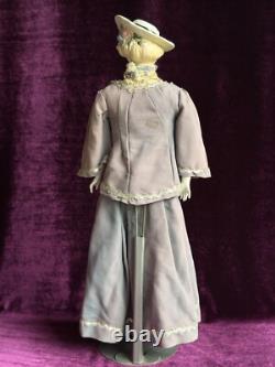 Vintage Porcelain 17 Emma Clear Gibson Girl Lady Doll with Molded Hat