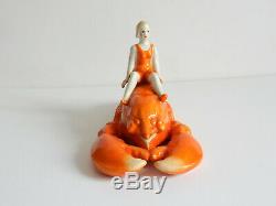 Vintage Porcelain Art Deco Half Doll on Lobster Trinket