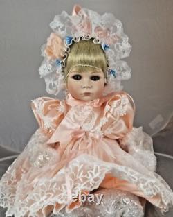 Vintage Porcelain Artist Baby Girl in Lace, Artist Signed by Thelma ReschNIOB