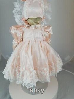 Vintage Porcelain Artist Baby Girl in Lace, Artist Signed by Thelma ReschNIOB