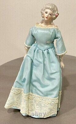 Vintage Porcelain Artist Victorian Doll 11 Gorgeous Silky Dress Maker Unknown