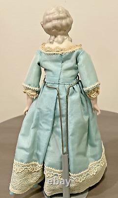 Vintage Porcelain Artist Victorian Doll 11 Gorgeous Silky Dress Maker Unknown