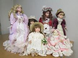 Vintage Porcelain Assorted Doll Lot of 6 Dolls Different Heights