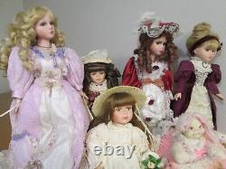 Vintage Porcelain Assorted Doll Lot of 6 Dolls Different Heights