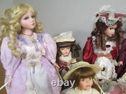 Vintage Porcelain Assorted Doll Lot of 6 Dolls Different Heights