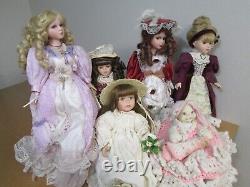 Vintage Porcelain Assorted Doll Lot of 6 Dolls Different Heights