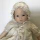 Vintage Porcelain Baby Doll Antique Beige Christening Gown And Bonnet 24 Rare