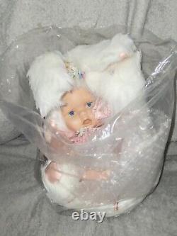 Vintage Porcelain Baby Face Bunny Rabbit Doll With Her Lamb Ride On Toy 17