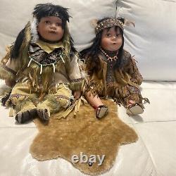 Vintage Porcelain CATHAY 189-5000 Set American Indian Dolls