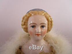 Vintage Porcelain China Head EMMA CLEAR Lady Doll With Snood