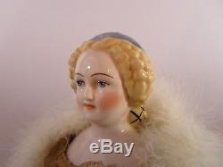 Vintage Porcelain China Head EMMA CLEAR Lady Doll With Snood