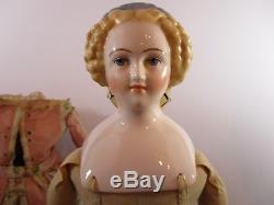 Vintage Porcelain China Head EMMA CLEAR Lady Doll With Snood