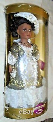 Vintage Porcelain Collectible Memories Gold White Dress Victorian Black Doll HTF