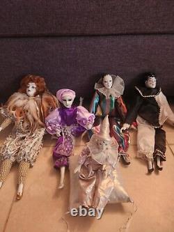 Vintage Porcelain Court Jester And Doll Lot Of 5