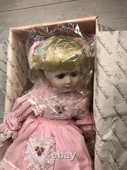 Vintage Porcelain Doll 18 Meagan By Cindy McClure 9958A Made In 84' With Stand