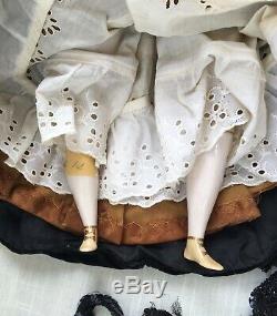 Vintage Porcelain Doll 1944 Emma Clear, 18-1/2 inches, Black Hair & Brown Eyes