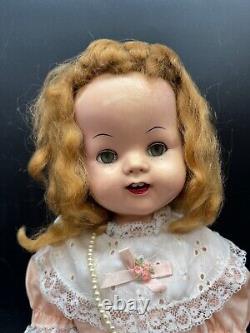 Vintage Porcelain Doll 1960 Collectible Toy Pearl Purse Lace Dress Red Hair 22