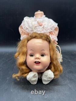 Vintage Porcelain Doll 1960 Collectible Toy Pearl Purse Lace Dress Red Hair 22