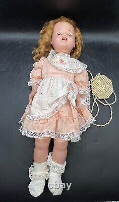 Vintage Porcelain Doll 1960 Collectible Toy Pearl Purse Lace Dress Red Hair 22