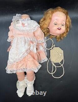 Vintage Porcelain Doll 1960 Collectible Toy Pearl Purse Lace Dress Red Hair 22