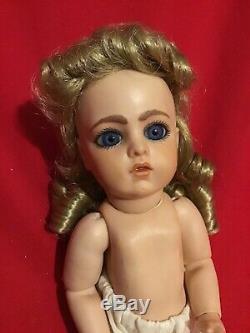 Vintage Porcelain Doll 1973 Bru Jun Reproduction Doll and Intricate Blonde Wig