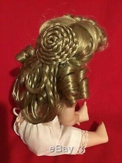 Vintage Porcelain Doll 1973 Bru Jun Reproduction Doll and Intricate Blonde Wig