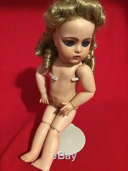 Vintage Porcelain Doll 1973 Bru Jun Reproduction Doll and Intricate Blonde Wig