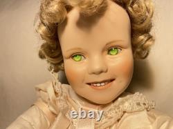 Vintage Porcelain Doll 1996 Shirley Temple Danbury Mint Uranium Green Eyes