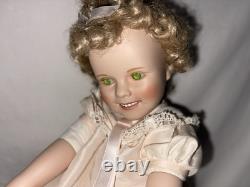 Vintage Porcelain Doll 1996 Shirley Temple Danbury Mint Uranium Green Eyes