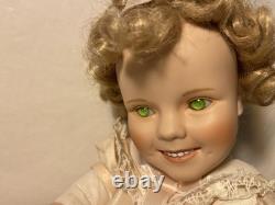 Vintage Porcelain Doll 1996 Shirley Temple Danbury Mint Uranium Green Eyes