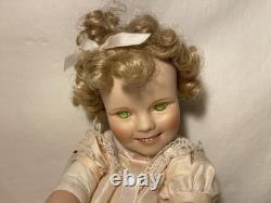 Vintage Porcelain Doll 1996 Shirley Temple Danbury Mint Uranium Green Eyes