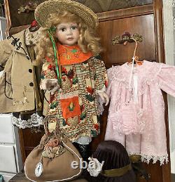 Vintage Porcelain Doll Delton Products Fine Collectable Display Girl With Outfit