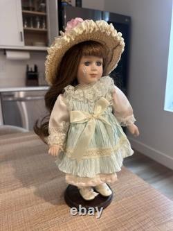 Vintage Porcelain Doll In Victorian Style Dress Elegant Collectible From 1980s
