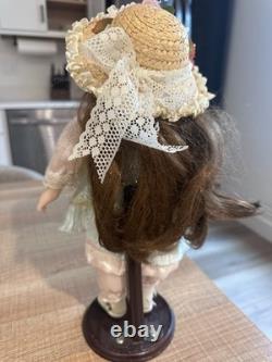 Vintage Porcelain Doll In Victorian Style Dress Elegant Collectible From 1980s