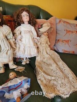 Vintage Porcelain Doll Lot Of 7 Collectibles