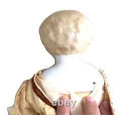 Vintage Porcelain Doll, Molded Blonde Highland Mary Hair, Hand Painted 17 #5