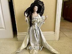 Vintage Porcelain Doll With Dress And Stand 23 Doll