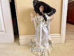 Vintage Porcelain Doll With Dress And Stand 23 Doll